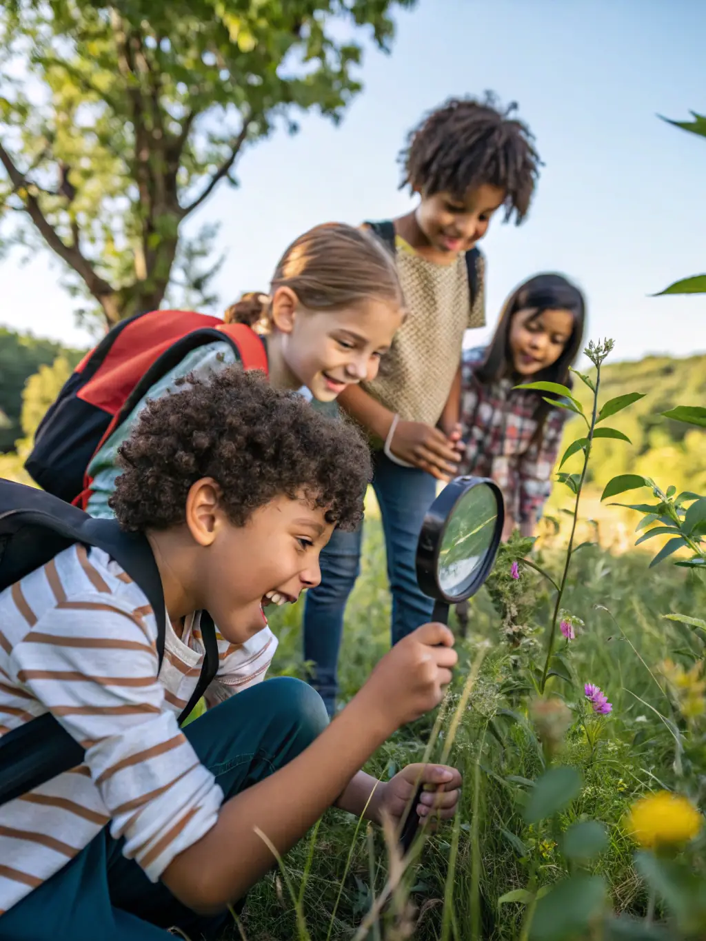 A photo of a community event where children are learning about wildlife and conservation from association members.